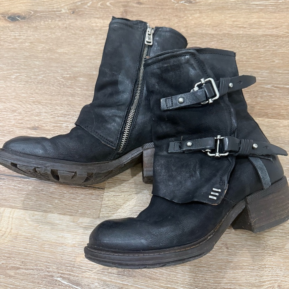 A.S.98 Black Leather Moto chilly Boots with Buckles size 37 - Picture 10 of 11